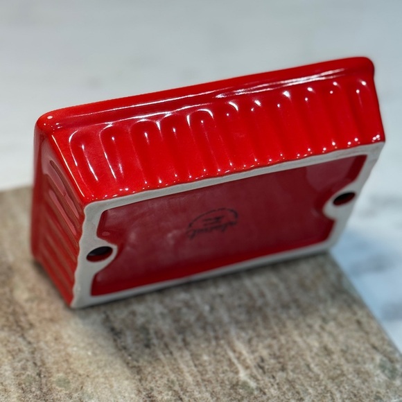 Ceramic Egg Dish “biscuit” Brand Red 1/2 dozen eggs - Picture 4 of 6